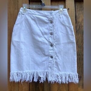 Anthropologie Pilcro Off-white Frayed Denim Button-up Skirt